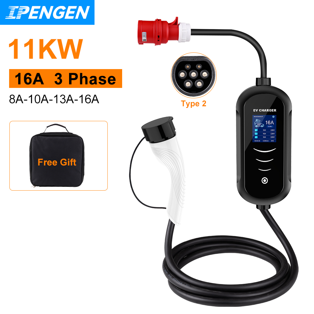 Type 2 Portable Ev Charger 11Kw Cee - IPENGEN 11KW 16A 3 fazlı EV