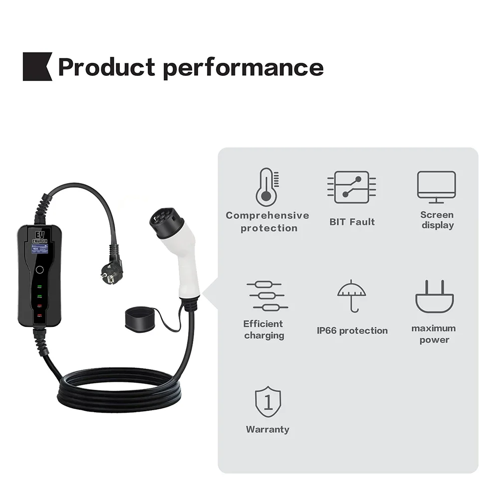 11KW 16A Taşınabilir elektrikl - Type 2 Portable Ev Charger 11Kw Cee incelemesi ve fiyatı