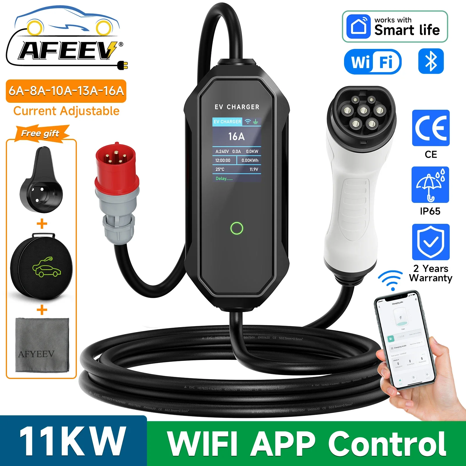 AFEEV Tip 2 Taşınabilir elektr - Type 2 Portable Ev Charger 11Kw Cee incelemesi ve fiyatı